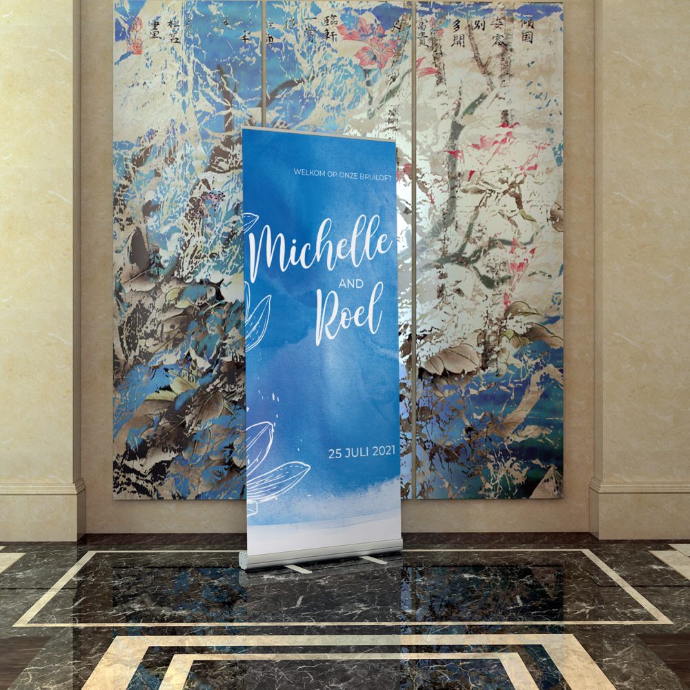 Blue Watercolor Roll-up Banner Hotel
