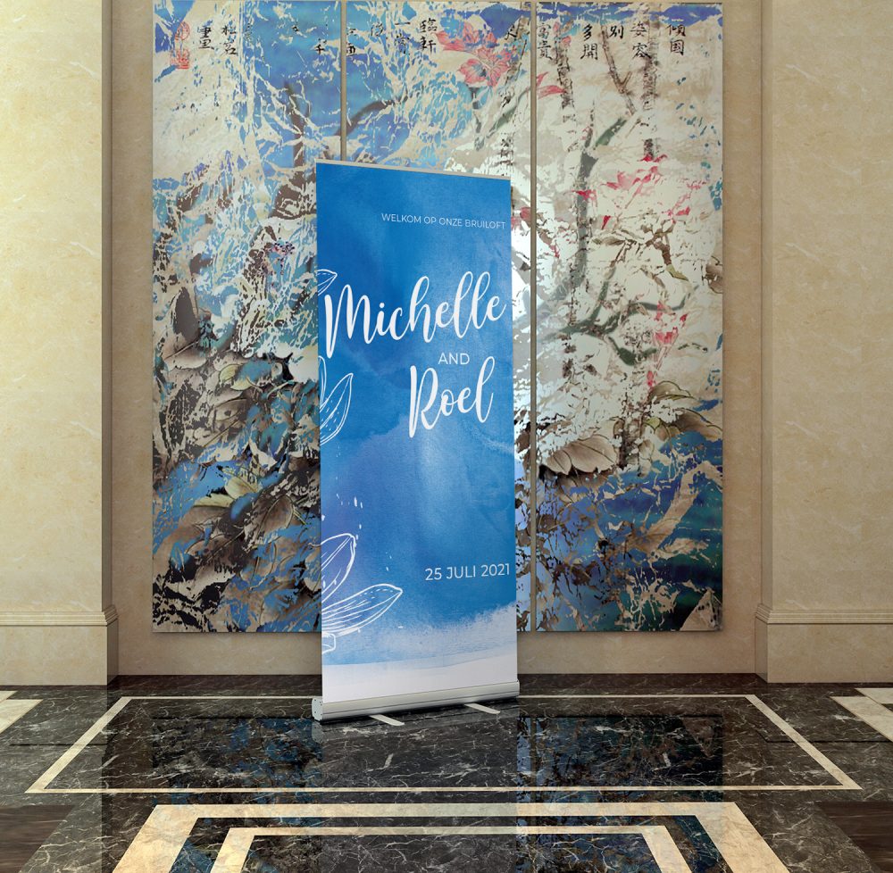 Blue Watercolor Roll-up Banner Hotel