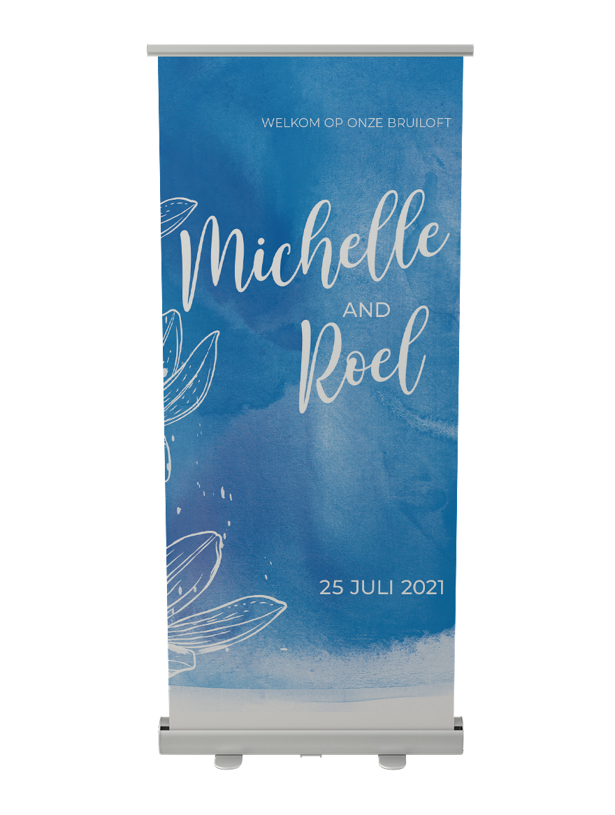 rots Profetie Sada Blue Watercolor Roll-up Banner - TrouwBord.nl - Vanaf €49.99