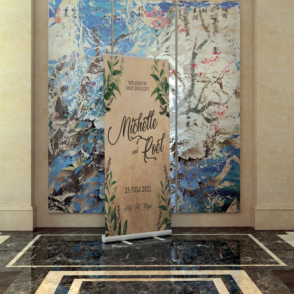Old Paper Leaves Roll-up Banner Hotel