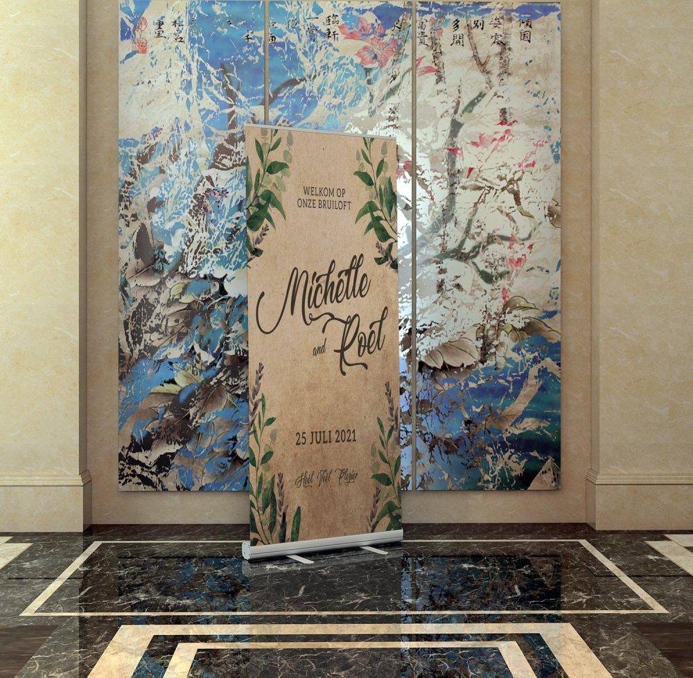 Old Paper Leaves Roll-up Banner Hotel