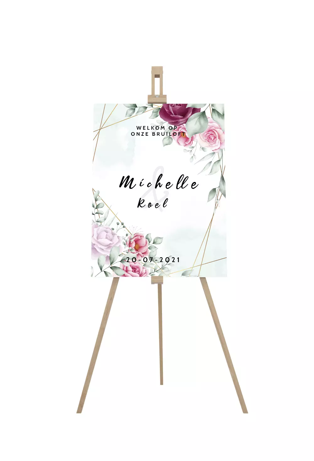 Handdrawed Flowers Trouwbord