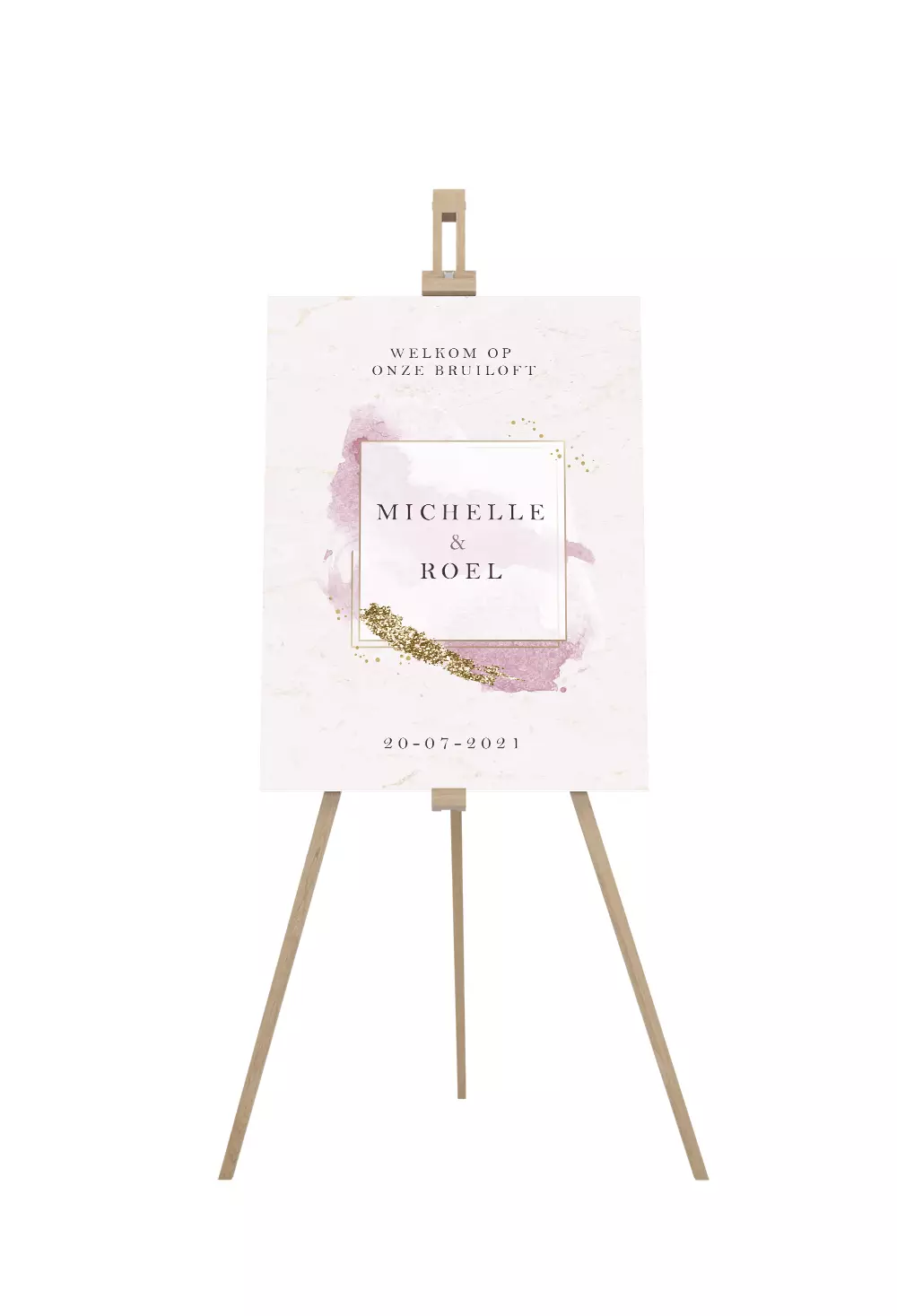 Pink Gold Badge Trouwbord